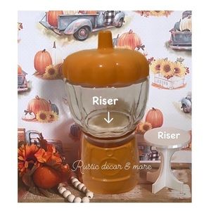 🎃Fall / Halloween Orange Pumpkin Gum ball Machine/ Canister & Riser 2pcs